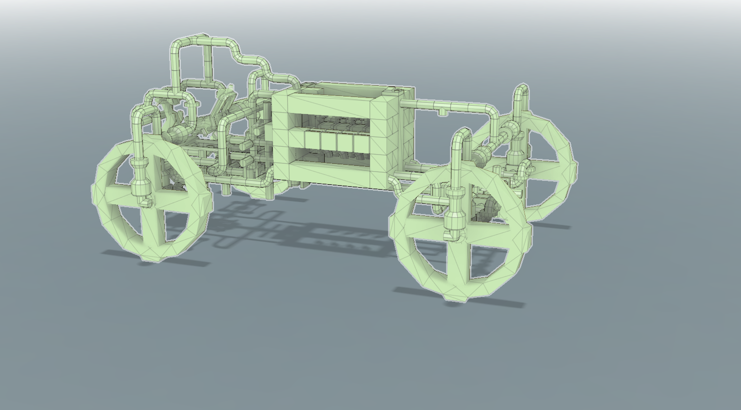 3D Wireframe Powertrain & Rear Perspective